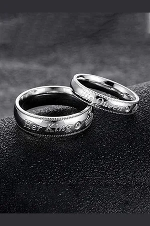 Krelin Set of 2 Silver Plated Sterling Silver Him and Her Finger Rings