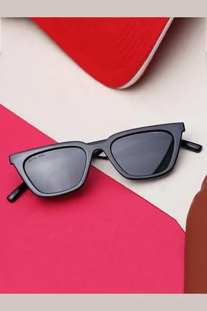 Royal Son Unisex Black Lens & Black Square Sunglasses with Polarised & UV Protected Lens