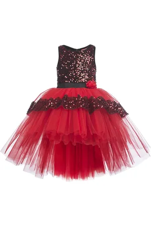 Toy Balloon Kids Girls Red Sequin Embellished Net Dress