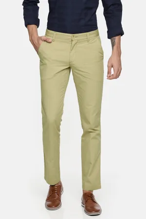 John Players Men Khaki Slim Fit Solid Regular Trousers