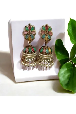 AccessHer Circular Brass-Plated Jhumkas Earrings