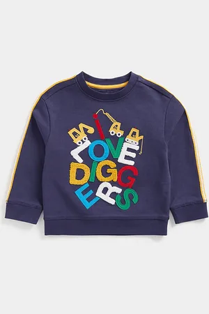 Mothercare Boys Navy Blue Slogan Embroidered Pure Cotton Sweatshirt