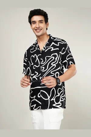 PEOPLE Men Slim Fit Opaque Printed Casual Shirt