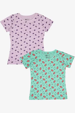 BodyCare Girls Pack Of 2 Conversational Printed Round Neck Cotton T-shirts