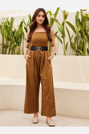 Ambraee Sleeveless Cotton Basic Jumpsuit