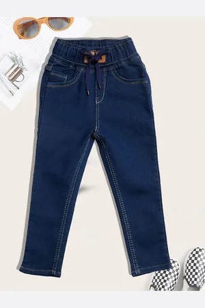 YK Girls Jogger High-Rise Light Fade Embroidered Jeans