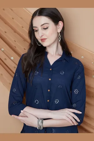 Lifestyle Tribal Printed Shirt Collar Pure Cotton Kurti