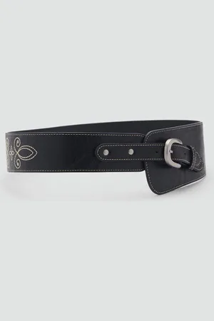MANGO Women Woven Design Wide Belt