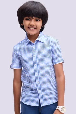 Bombay High Boys Standard Spread Collar Gingham Checks Checked Polycotton Casual Shirt
