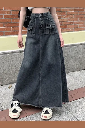 DressBerry Denim A-Line Maxi Skirt