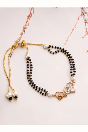 Mali Fionna Gold-Plated Artificial Stones and Beads Mangalsutra Bracelet