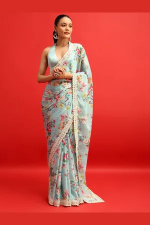 KALKI Fashion Floral Poly Chiffon Saree