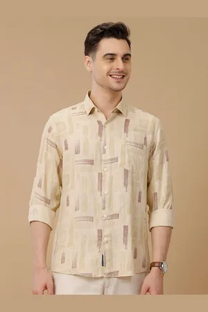 Linen Club Men Contemporary Slim Fit Opaque Printed Pure Linen Casual Shirt