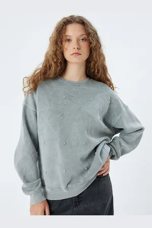Koton Women Solid Round Neck Cotton Pullover Sweatshirt