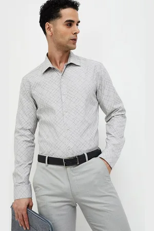 Lifestyle Men Spread Collar Abstract Printed Cotton Slim Fit Formal Shirt