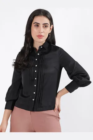 CENTRESTAGE Spread Collar Long Sleeves Pleated Casual Shirt