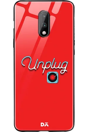 DailyObjects Red Unplug Tunes OnePlus 7 Glass Case