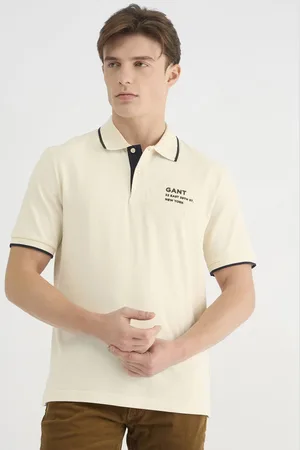 GANT Men Typography Printed Polo Collar Cotton T-shirt