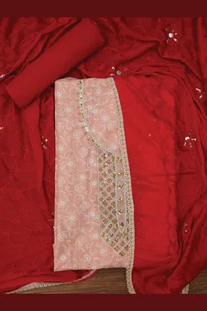 Jaipur Embellished Cotton Blend Dress Material with Dupatta
