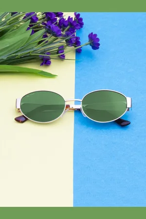 Ted Smith Unisex Oval Sunglasses with UV Protected Lens ARGON_C1-GOLD