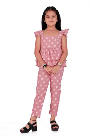 BAESD Girls Printed Double-Flared Top With Capris