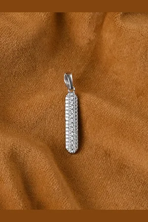CLARA Men 925 Sterling Silver Rhodium-Plated Cubic Zirconia Geometric Walter Pendant