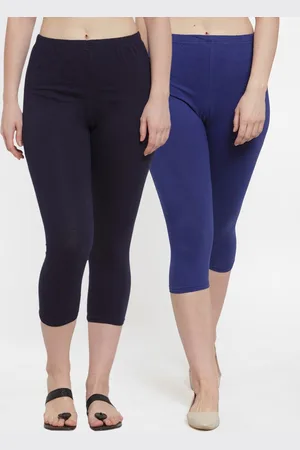 GRACIT Women Set Of 2 Blue & Navy Blue Capris