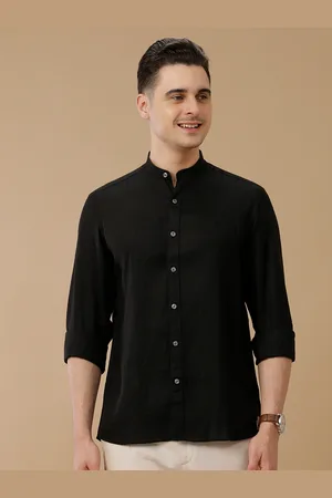 Linen Club Men Contemporary Slim Fit Solid Opaque Linen Casual Shirt