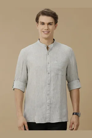 Linen Club Men Contemporary Fit Linen Solid Slim Fit Casual Shirt