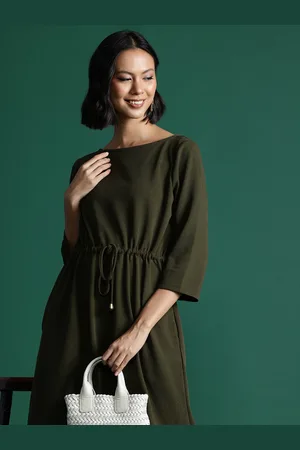 Sangria Knitted Waist Tie-Up High-Low Shift Dress