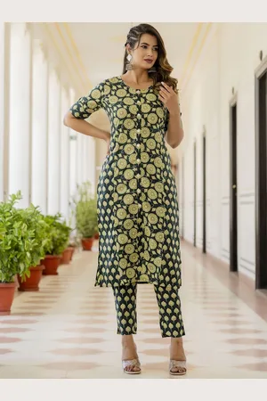Antaran Ethnic Motifs Printed Pure Cotton Straight Kurta With Trousers