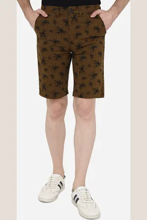 JADE BLUE Men Printed Mid-Rise Slim Fit Pure Cotton Shorts