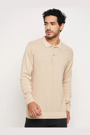 Club York Chevron Self Design Spread Collar Cotton Pullover