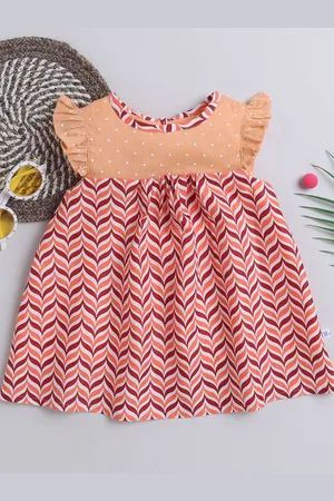 MANY FROCKS & Girls Geometric Printed Fit & Flare Dress