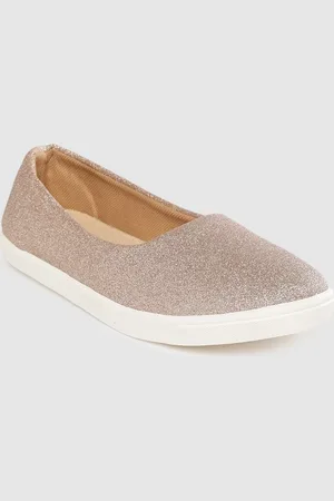 DressBerry Women Muted Gold-Toned Shimmer Ballerinas