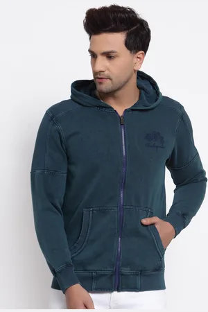 Club York Men Green Hooded Cotton Sweatshirt