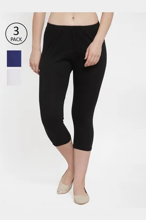 GRACIT Women Set of 3 Black & White Solid Capris