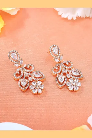 ESTELE Floral Rose Gold-Plated Drop Earrings