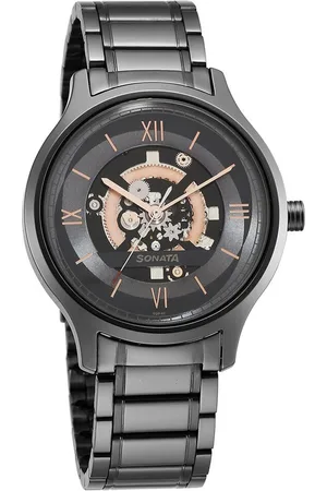 Sonata Men Dial & Stainless Steel Bracelet Style Straps Analogue Watch 7140QM01