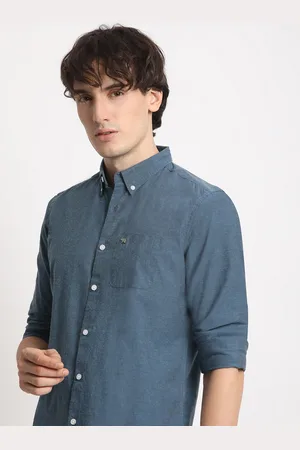 The Bear House Slim Fit Button Down Collar Pure Cotton Casual Shirt