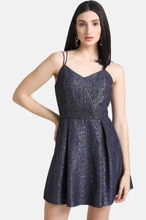 Kazo Blue & Gold-Toned Jacquard Mini Dress