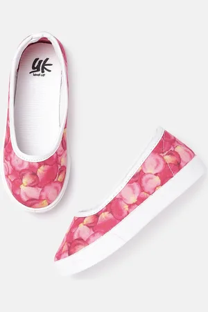 YK Girls Pink & Yellow Petals Print Ballerinas