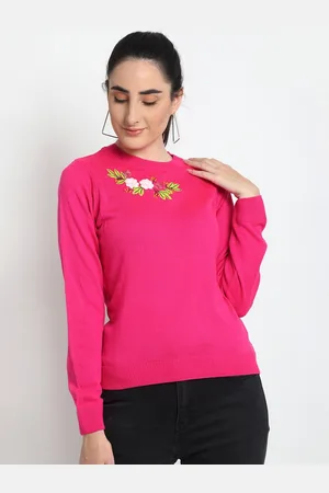 Club York Women Pink & White Embroidered Pullover