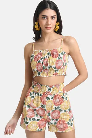 Kazo Women Floral Print Fitted Crop Top