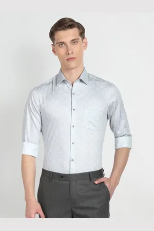 Arrow Floral Printed Spread Collar Long Sleeves Slim Fit Opaque Formal Shirt