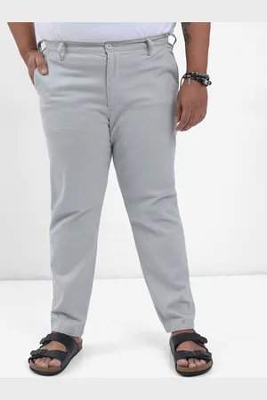 Highlander Men Grey Plus Size Slim Fit Chinos Trousers