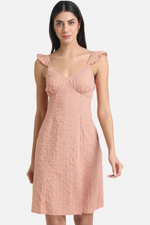Kazo Orange Striped A-Line Dress