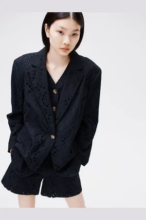 H&M Pure Cotton Oversized Broderie Anglaise Blazer