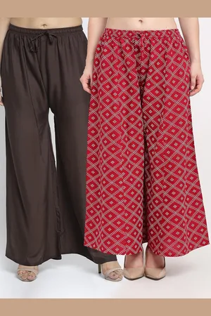 GRACIT Women Pack of 2 Brown & Maroon Flared Ethnic Palazzos