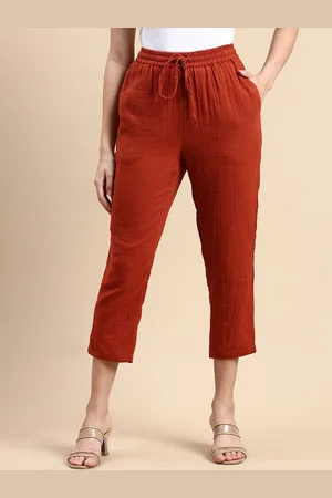 De Moza Women Pleated Cotton Trousers